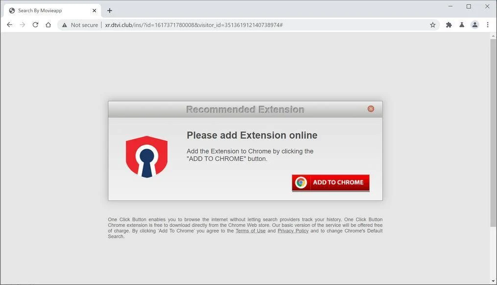 Image: Chrome browser is redirected to Xr.dtvi.club