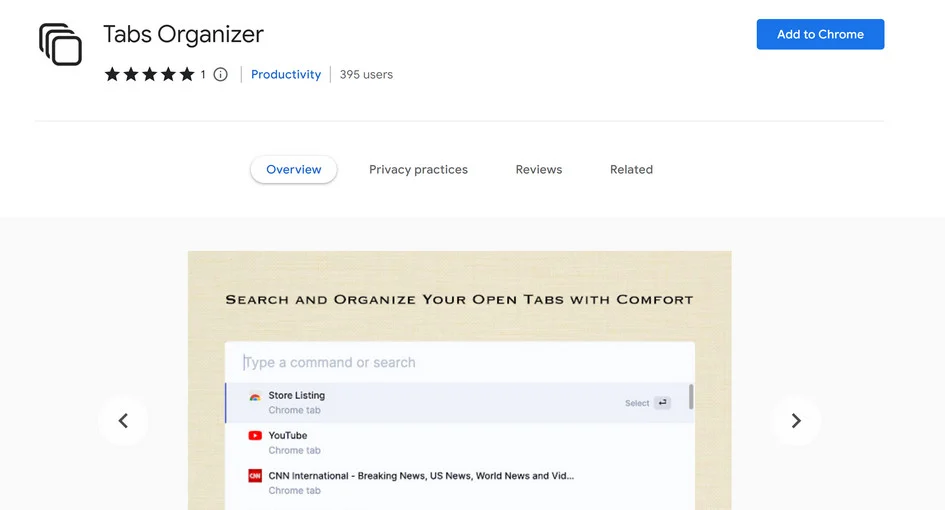 Image: Tabs Organizer Chrome Extension