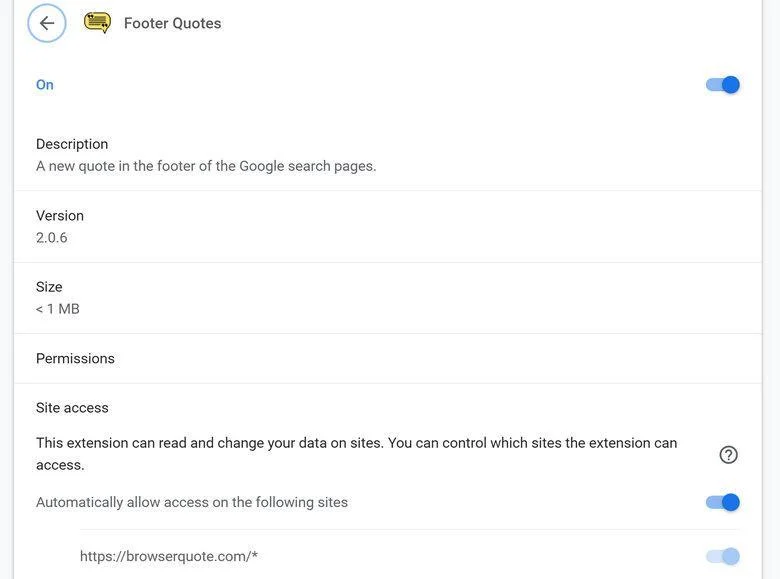 Image: Footer Quotes browser extension