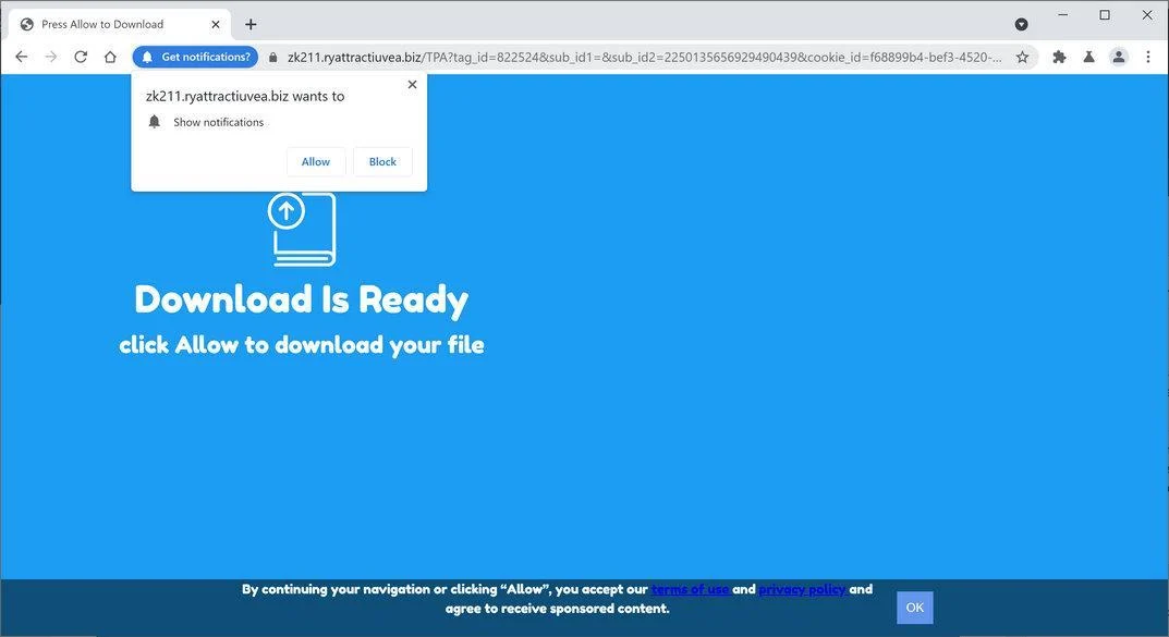 Remove Ryattractiuvea.biz pop-up ads (Virus Removal Guide) 1 Image: Chrome browser is redirected to Ryattractiuvea.biz