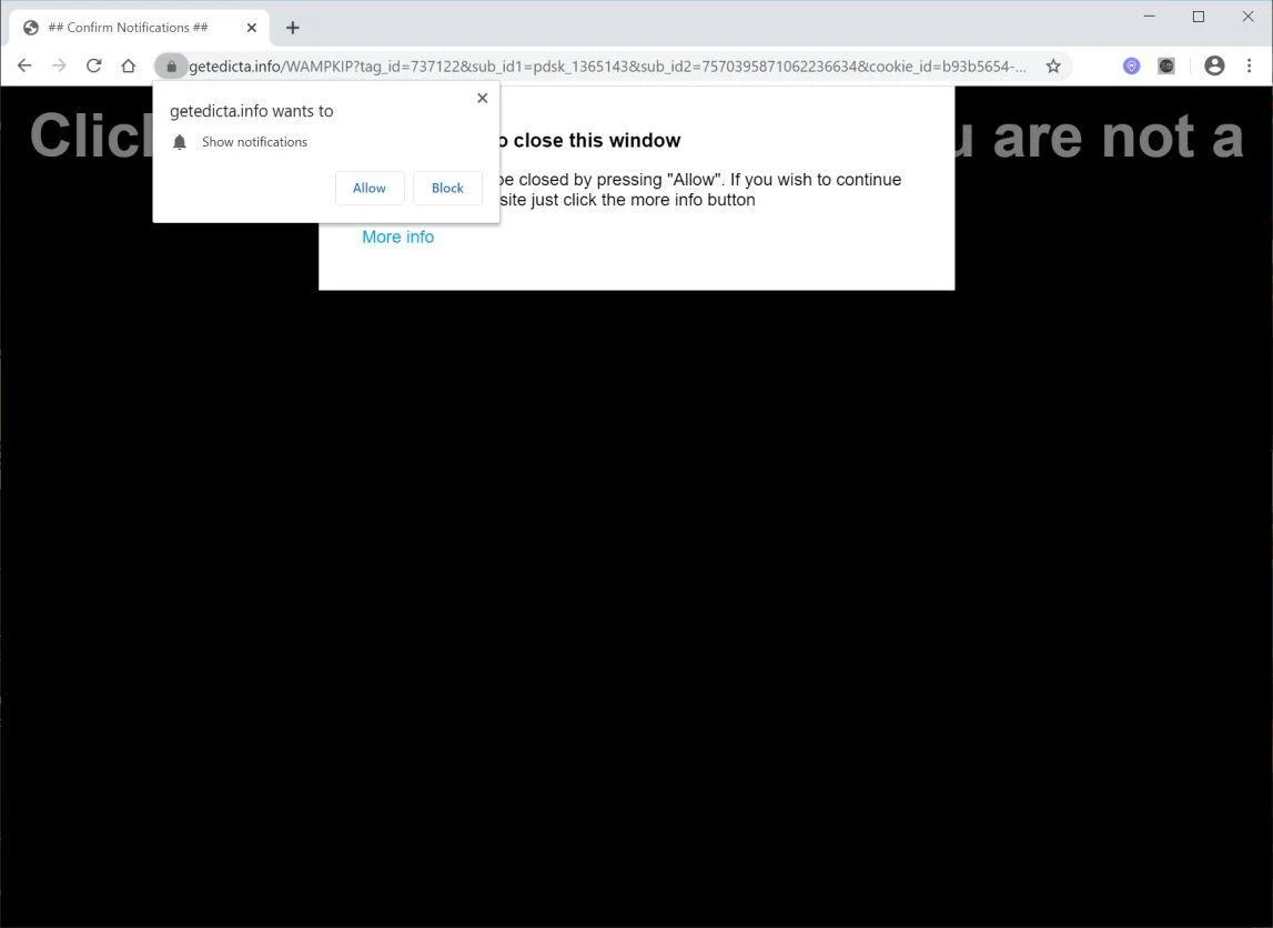 Image: Chrome browser is redirected to Getedicta.info