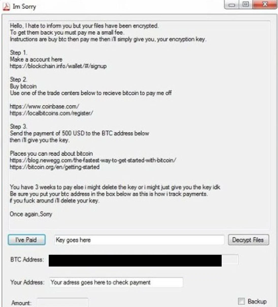 Im Sorry ransomware virus
