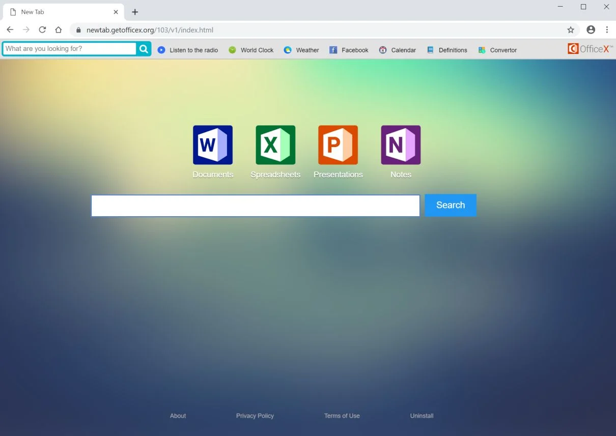 Remove Newtab.getofficex.org redirect (Virus Removal Guide) 1 Image: Google Chrome is redirected to the Newtab.getofficex.org site