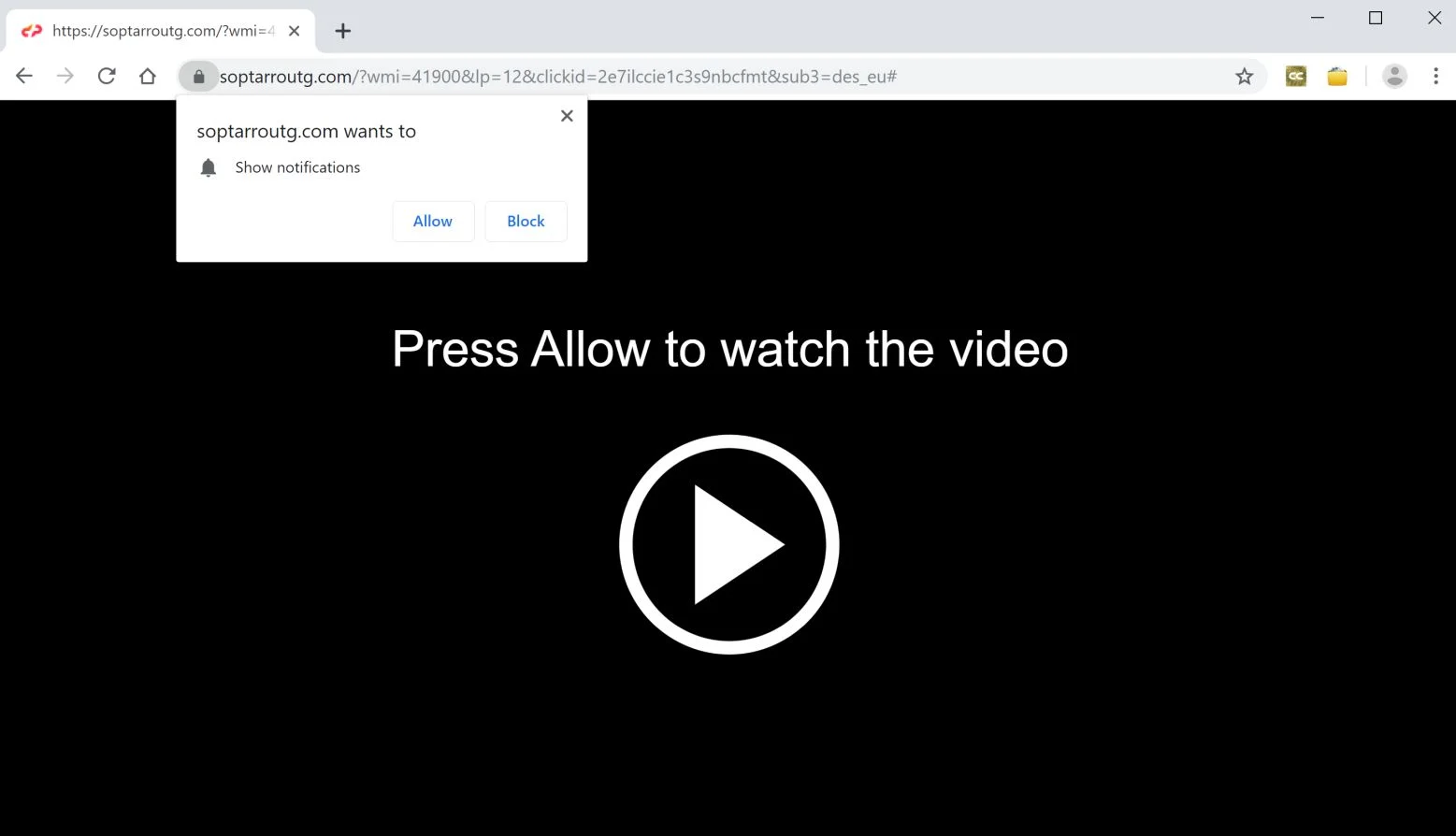 Image: Chrome browser is redirected to Soptarroutg.com