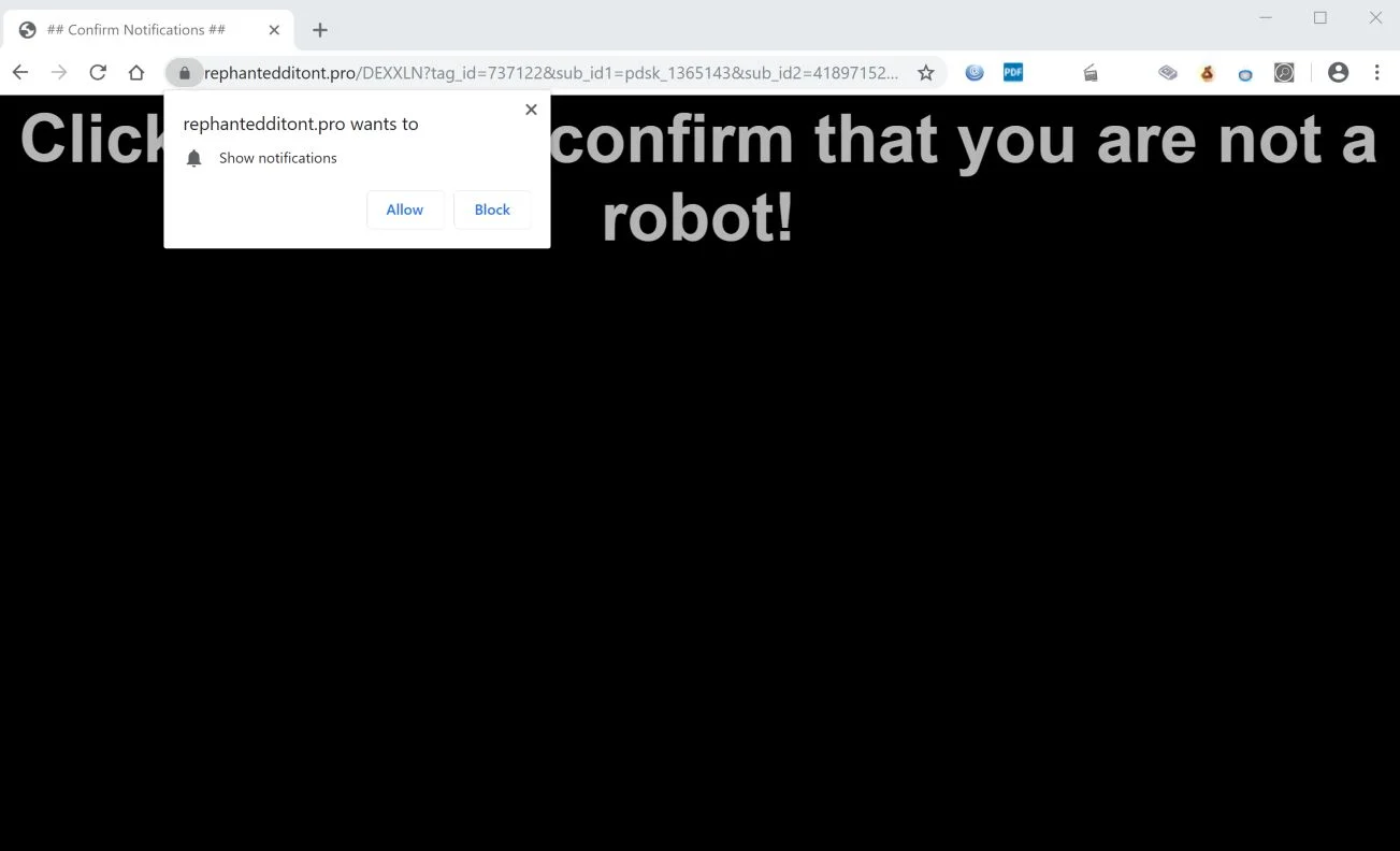 How to remove Rephantedditont.pro pop-up ads (Virus Removal Guide) 1 Image: Chrome browser is redirected to Rephantedditont.pro
