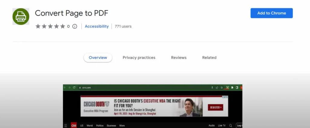 Image: Convert Page To PDF Chrome Extension