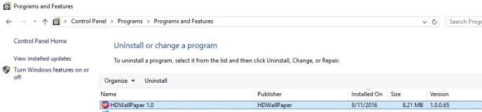 Uninstall HDWallpaper 1.0