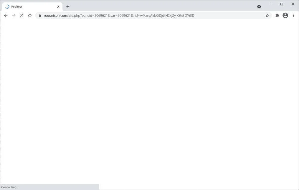 Image: Chrome browser is redirected to Rouonixon.com