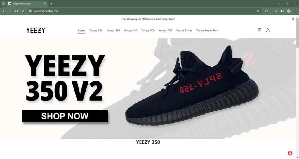 Yeezysofficialshop.com scam