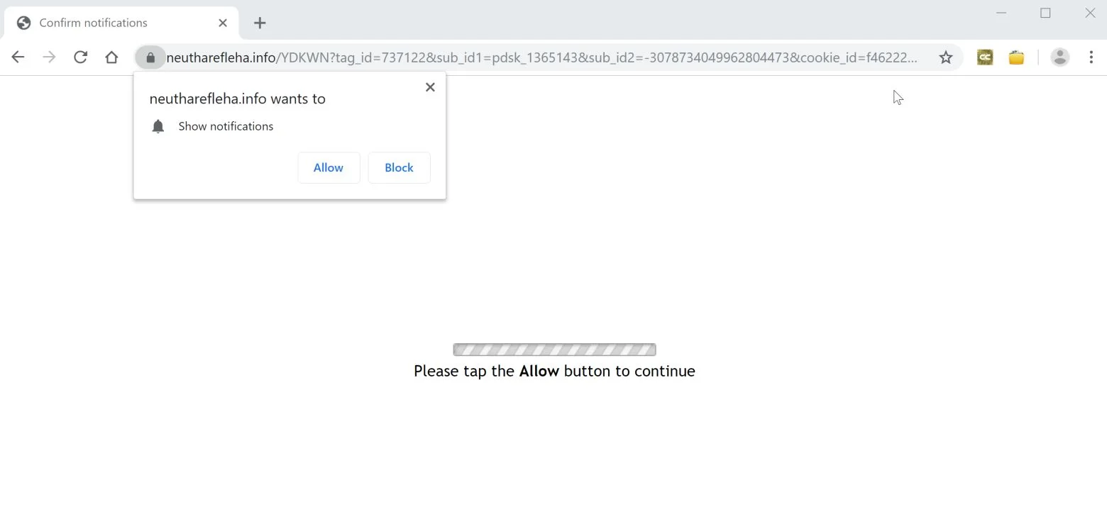 How to remove Neutharefleha.info pop-up ads (Virus Removal Guide) 1 Image: Chrome browser is redirected to Neutharefleha.info
