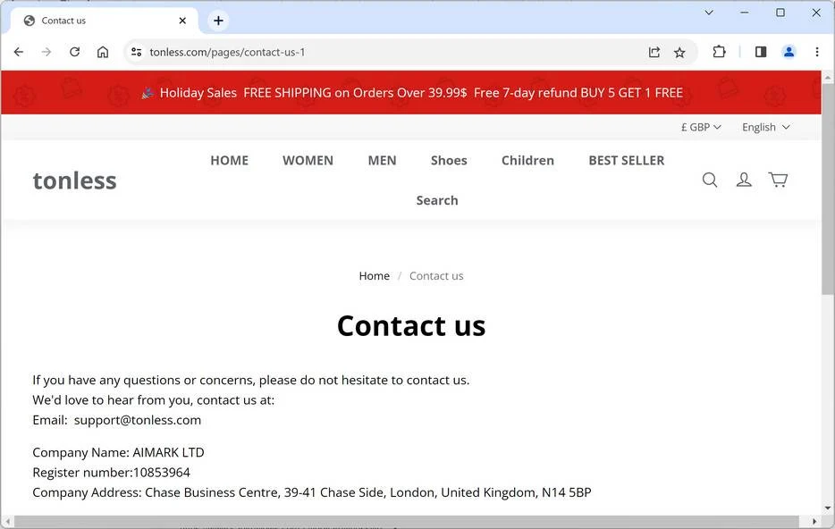 Tonless.com ad