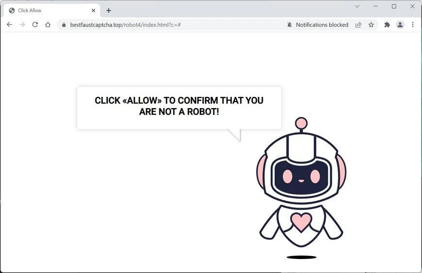 Image: Chrome browser is redirected to Bestfaustcaptcha.top