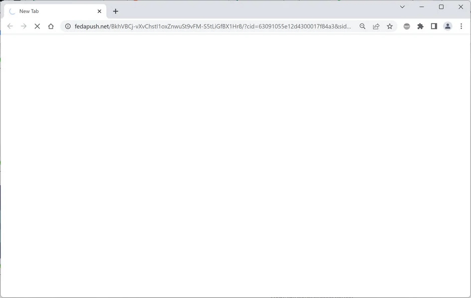 Image: Chrome browser is redirected to Fedapush.net