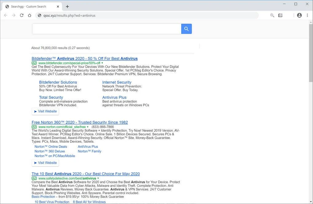 Image: Chrome browser is redirected to Qssc.xyz