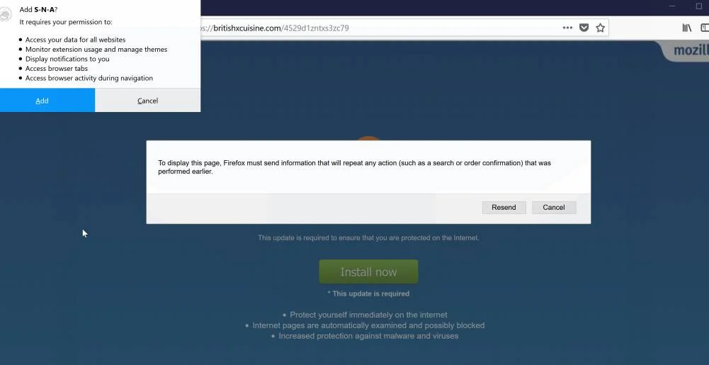 S-N-A Firefox Addon Scam
