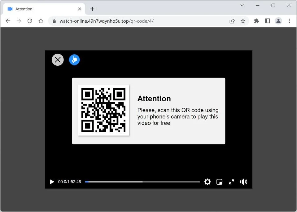 Scan QR Code To Play Video Fake Alert