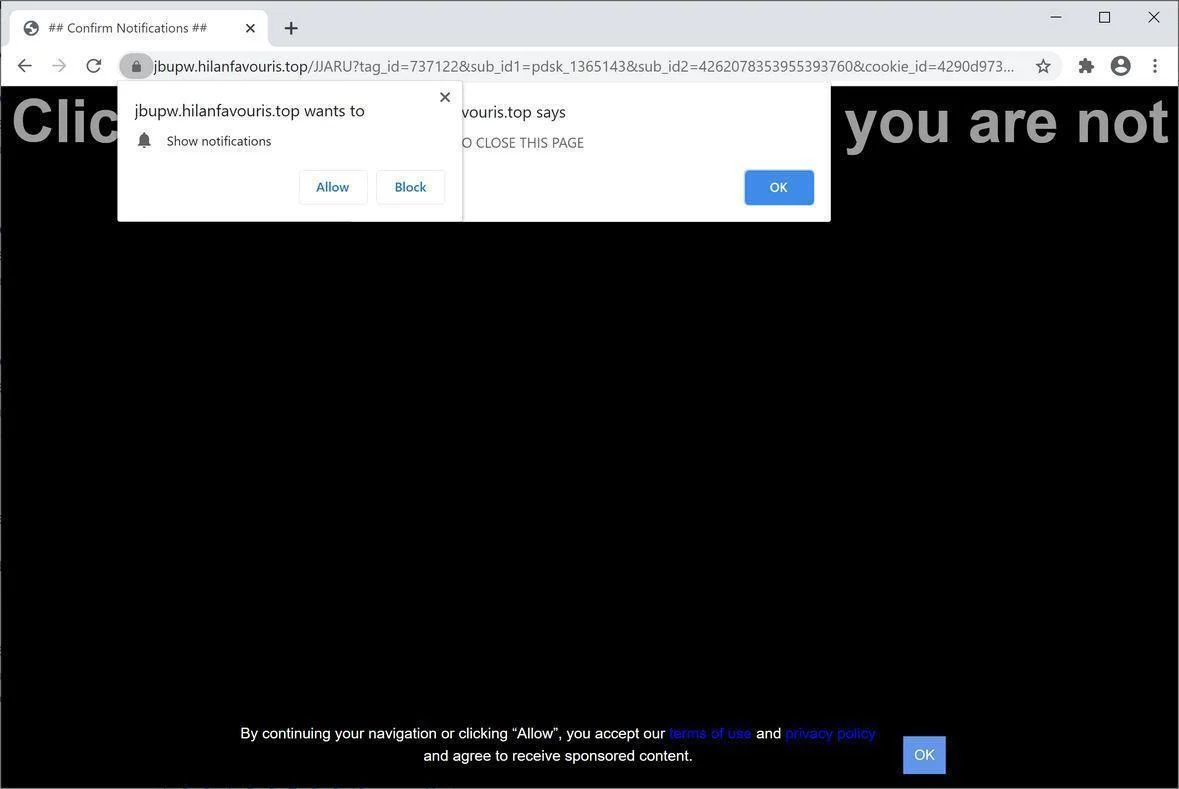 Image: Chrome browser is redirected to Hilanfavouris.top