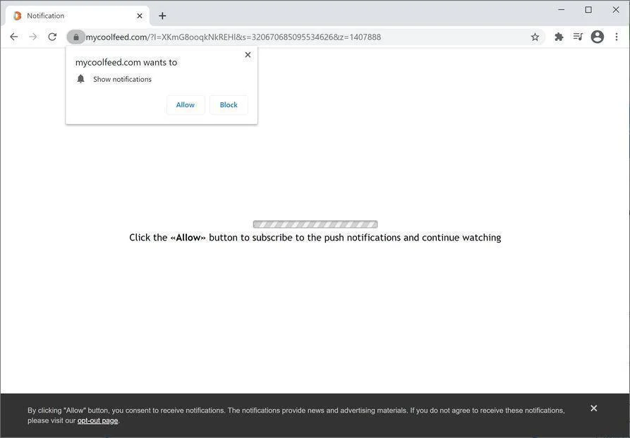Remove Mycoolfeed.com pop-up ads (Virus Removal Guide) 1 Image: Chrome browser is redirected to Mycoolfeed.com