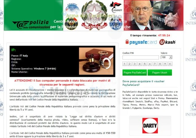[Image: Arma dei Carabinieri virus]