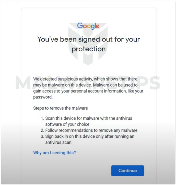 You've been signed out for your protection Google Notification