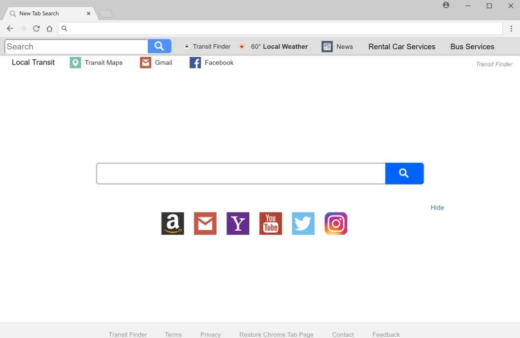 Transit Finder New Tab Search redirect