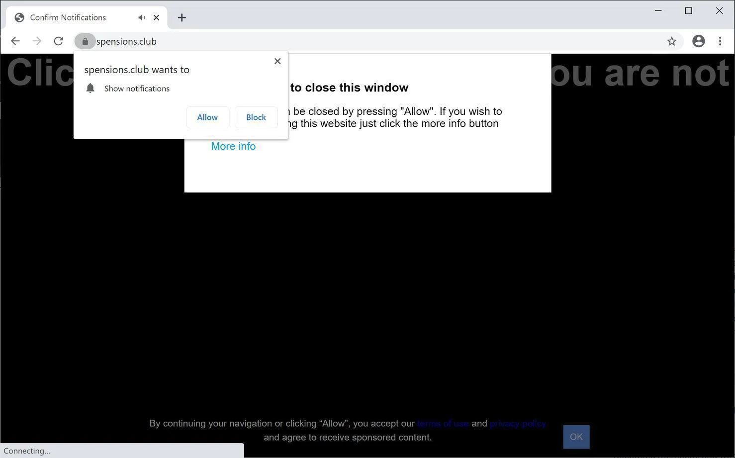 Remove Spensions.club pop-up ads (Virus Removal Guide) 1 Image: Chrome browser is redirected to Spensions.club