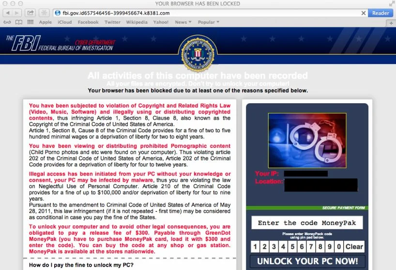 FBI Mac OS X Safari ransomware