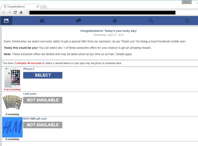 Congratulations! Today's your lucky day! popups