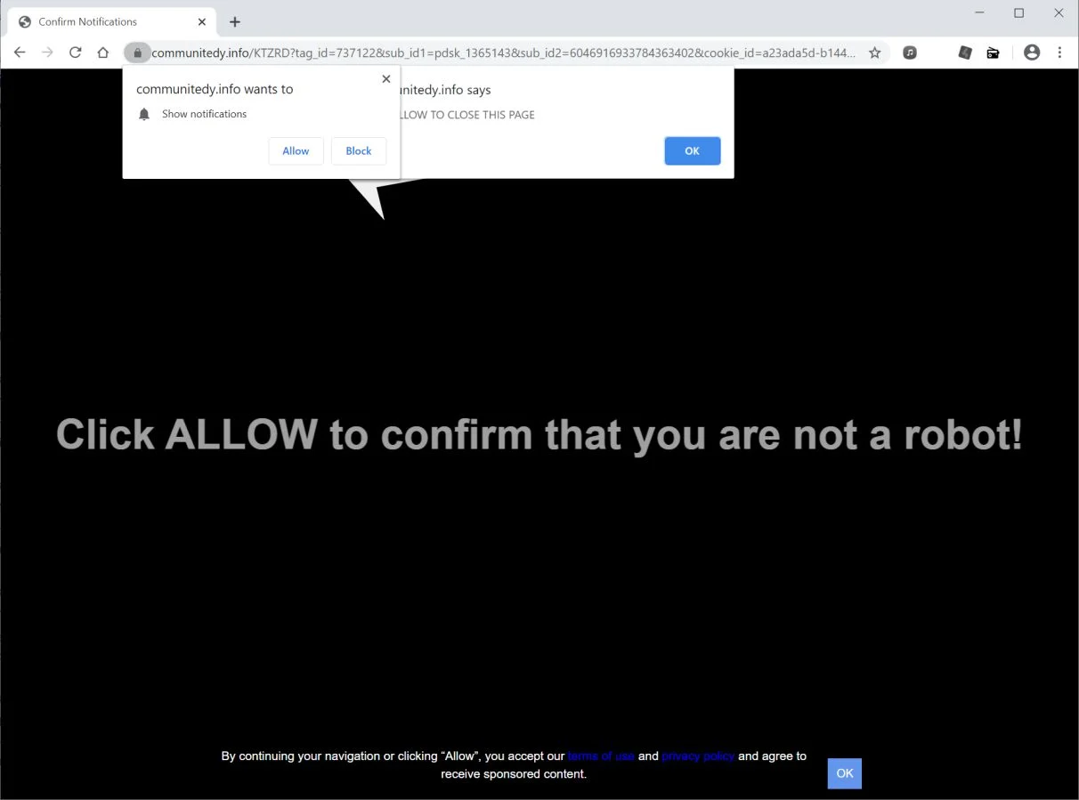 How to remove Communitedy.info pop-up ads (Virus Removal Guide) 1 Image: Chrome browser is redirected to Communitedy.info