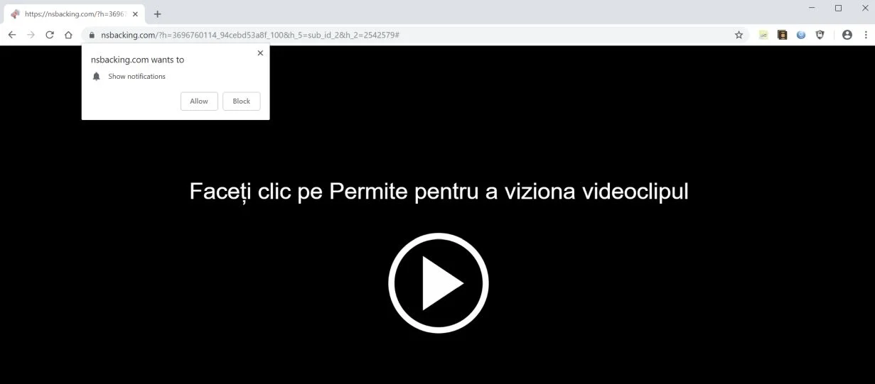 Image: Chrome browser is redirected to the Nsbacking.com site