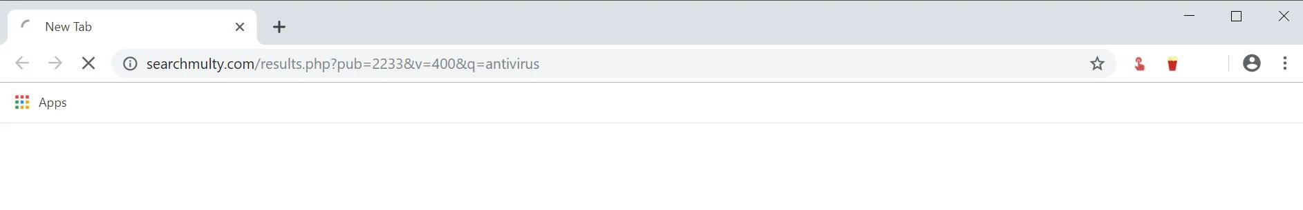 Image: Google Chrome is redirected to the Searchmulty.com site