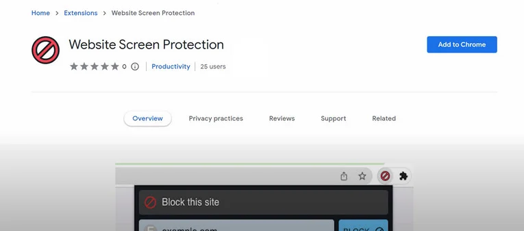 Image: Website Screen Protection Chrome Extension