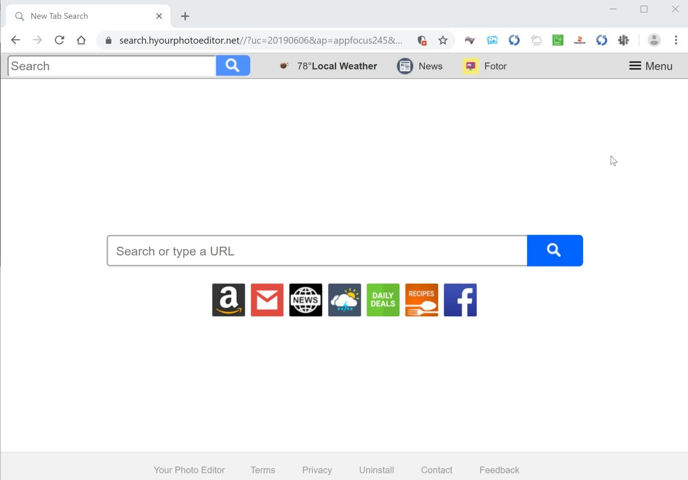 How to remove Your Photo Editor redirect (Virus Removal Guide) 1 Image: Google Chrome is redirected to Your Photo Editor New Tab