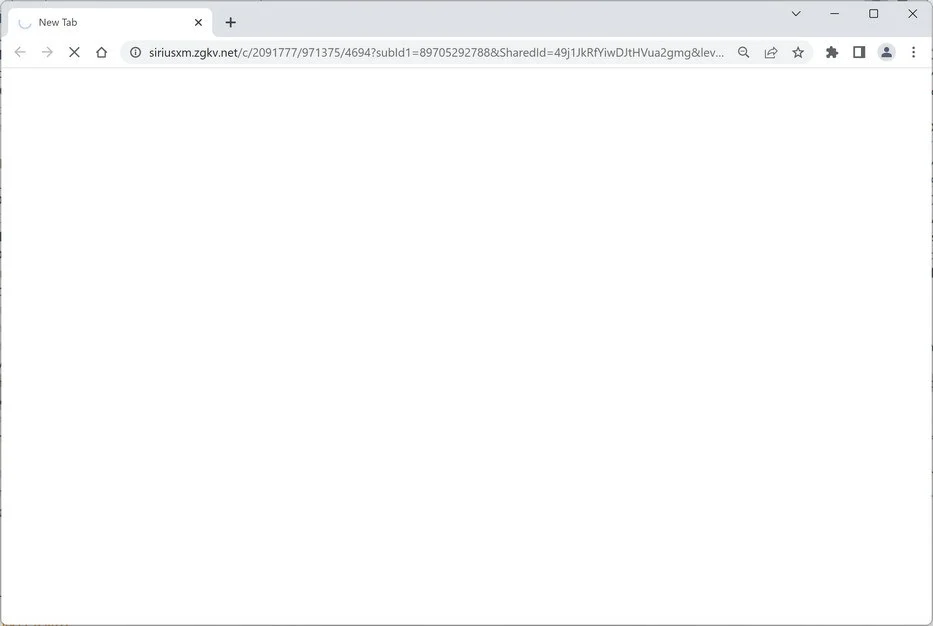 Image: Chrome browser is redirected to the Zgkv.net site