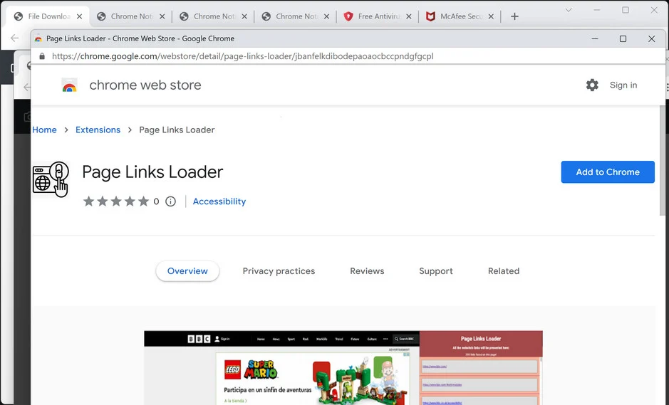 Image: Page Links Loader Chrome Extension