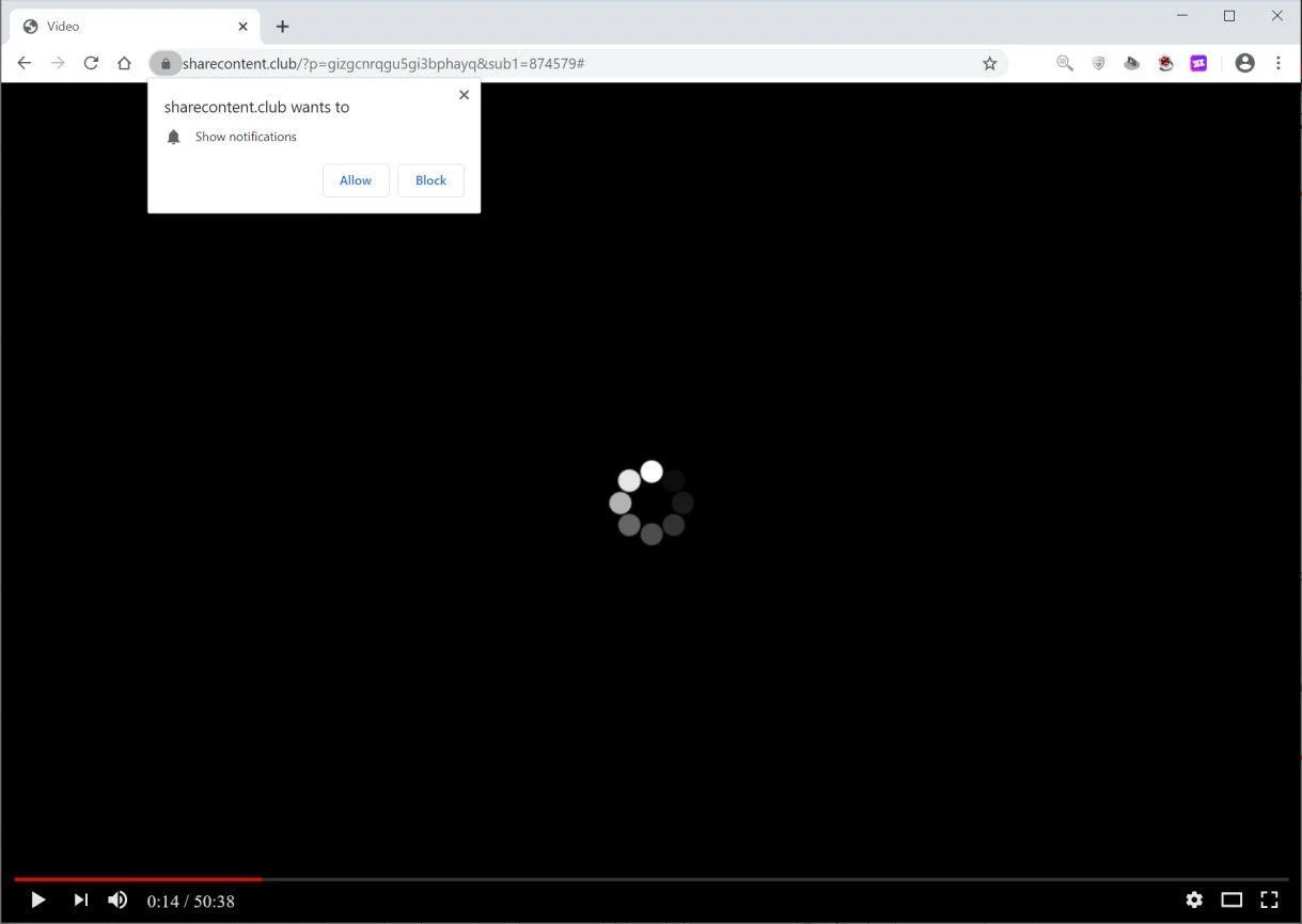 Remove Sharecontent.club pop-up ads (Virus Removal Guide) 1 Image: Chrome browser is redirected to Sharecontent.club