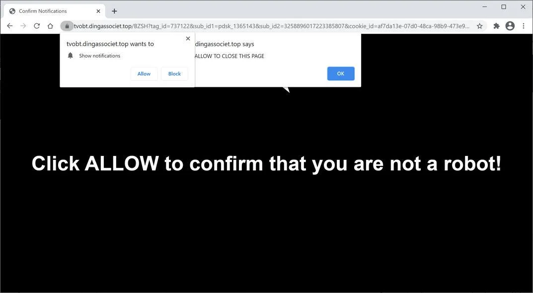 Remove Dingassociet.top pop-up ads (Virus Removal Guide) 1 Image: Chrome browser is redirected to Dingassociet.top