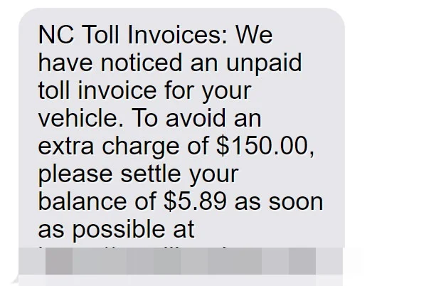Invoice NC Tolls Scam: Don't Fall for Fake Invoicenctolls.com Texts 1 NC Scam 1