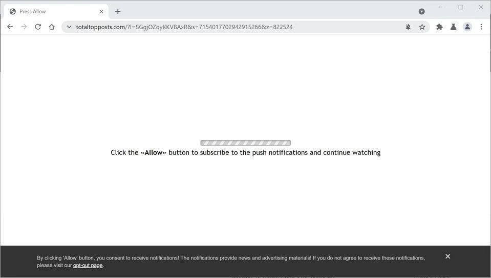 Image: Chrome browser is redirected to Totaltopposts.com