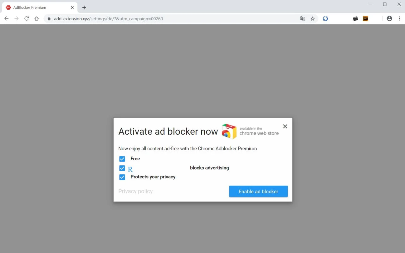 Remove Add-extension.xyz Pop-up Scam (Virus Removal Guide) 1 Image: Chrome browser is redirected to Add-extension.xyz