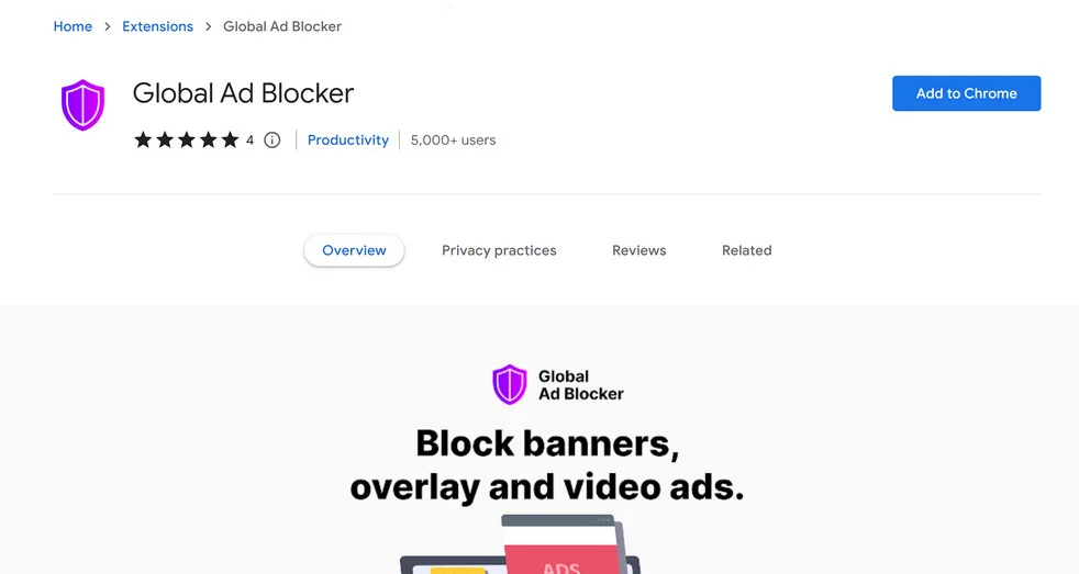 Image: Global Ad Blocker Chrome Extension