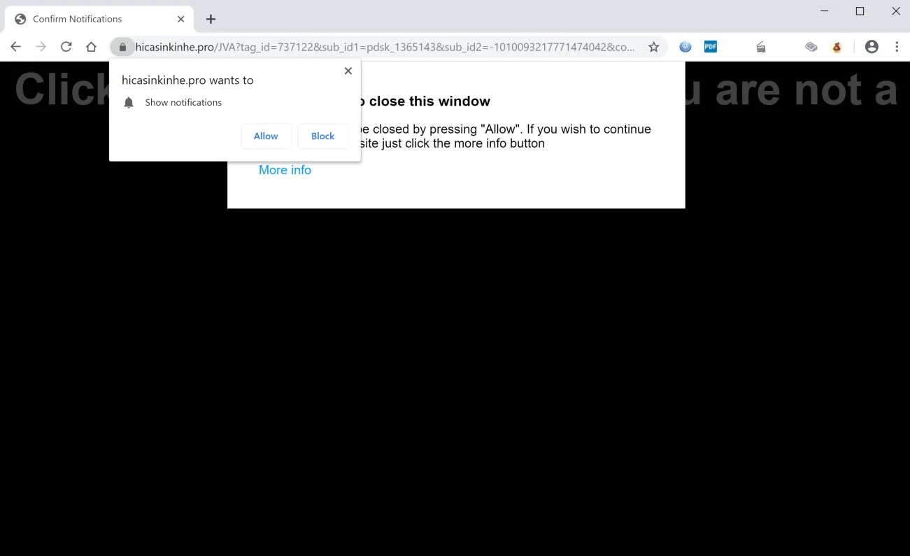 How to remove Hicasinkinhe.pro pop-up ads (Virus Removal Guide) 1 Image: Chrome browser is redirected to Hicasinkinhe.pro