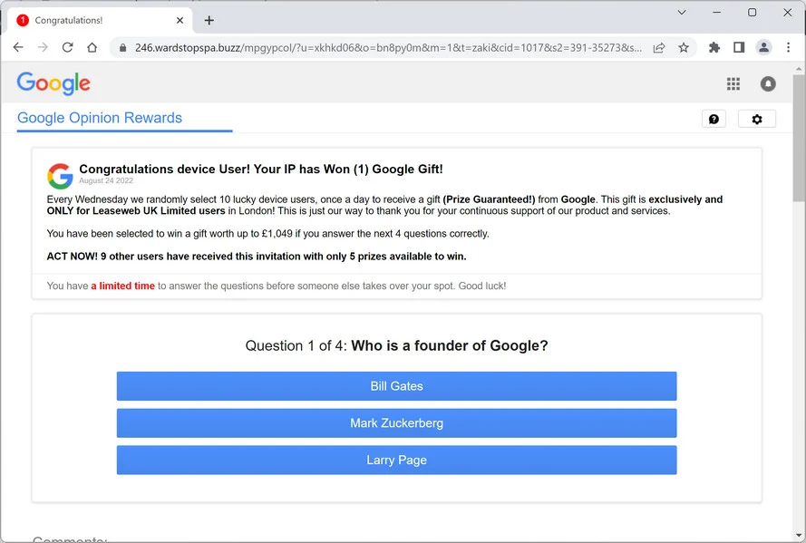 How To Remove "Congratulations Device User!" Pop-up Scam 1 Image: Congratulations device user Pop-up Scam