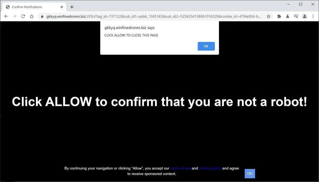Remove Winfinedronm.biz pop-up ads (Virus Removal Guide) 1 Image: Chrome browser is redirected to Winfinedronm.biz