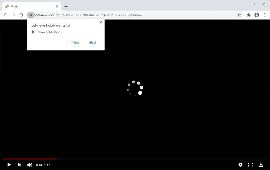 Image: Chrome browser is redirected to Jod-news1.club
