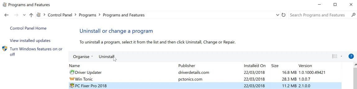 Uninstall PC Fixer Pro 2018 Uninstall PC Fixer Pro 2018 adware