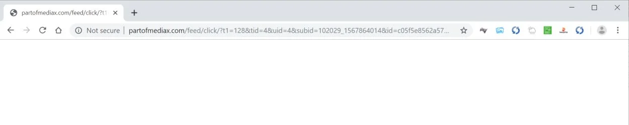 Image: Chrome browser is redirected to Partofmediax.com