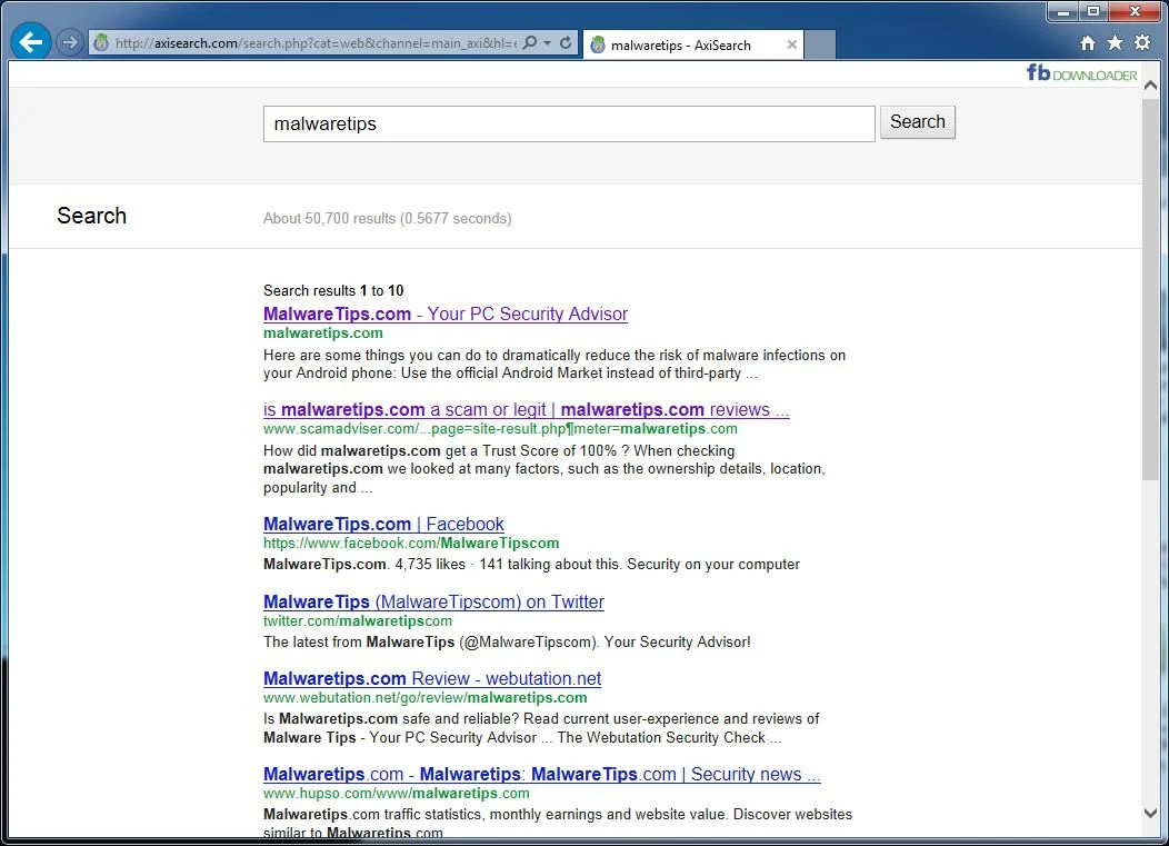 [Image: AxiSearch.com redirect]