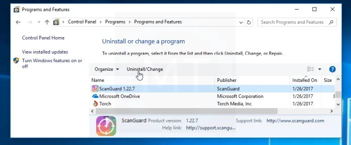 Uninstall ScanGuard