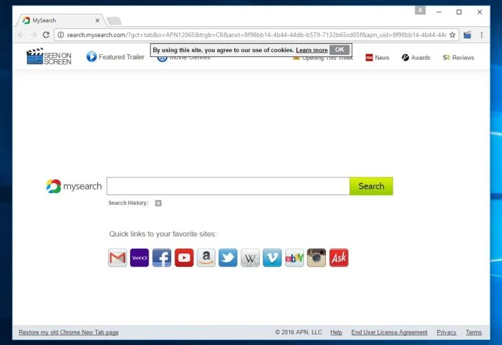 Seen On Screen redirect
